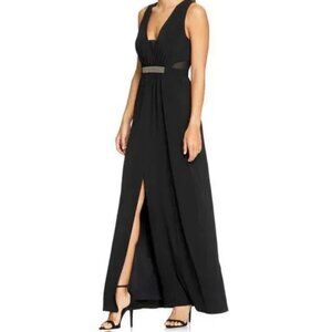 EUC Halston Heritage Womens Black Sleeveless Embellished Jersey Gown Size 10